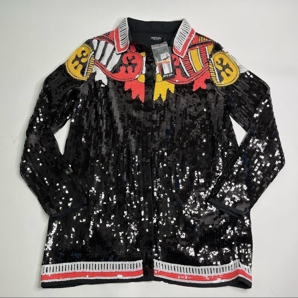 NEW Nasty Gal Black Country Star Western Sequin Embellished Festival Jacket Top - Picture 2 of 16